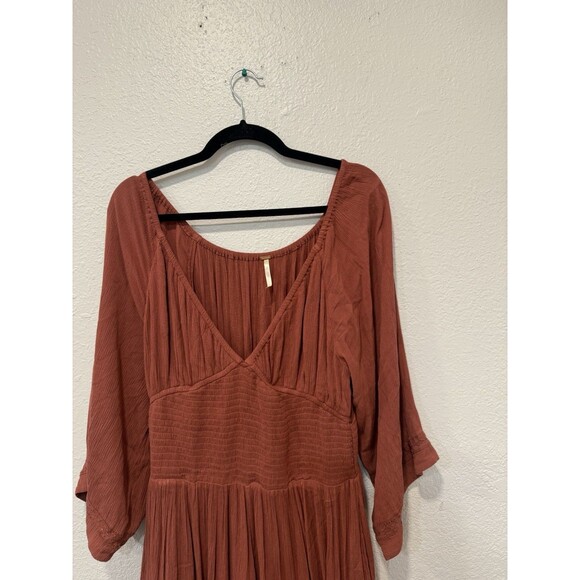 Free People Free-est Dixie Maxi Long Dress Smocked Embroidered Lace Sz L - Picture 5 of 7